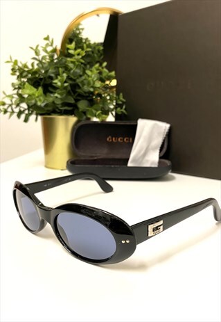 GG 2413/N/S Gucci Round Oval Black Acetate sunglasses. 