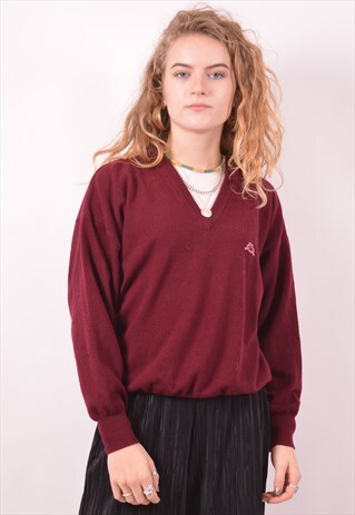 KAPPA WOMENS VINTAGE JUMPER SWEATER MEDIUM MAROON 90S