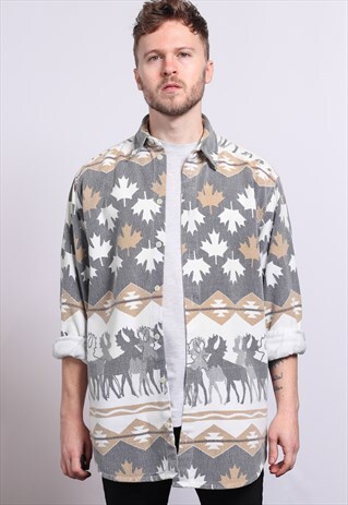 VINTAGE AZTEC PATTERNED SHIRT