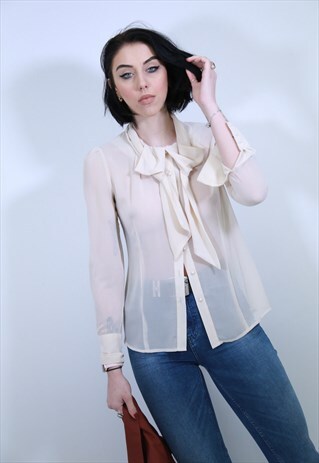 CREAM SHEER BLOUSE