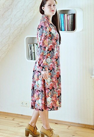 VINTAGE BRIGHT NEON FLORAL DRESS