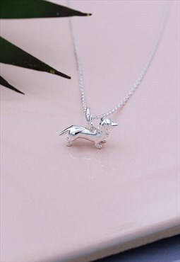 Sterling Silver mini Sausage Dog/Dachshund necklace