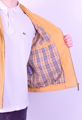 VINTAGE BURBERRY NOVA CHECK HARRINGTON JACKET YELLOW LARGE
