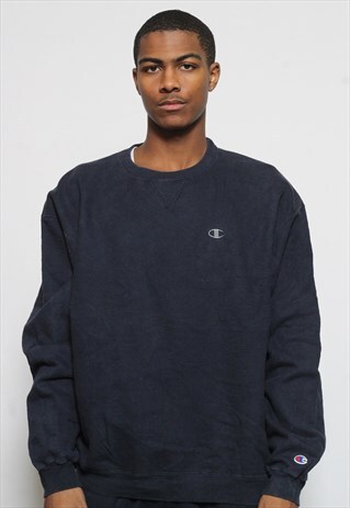 VINTAGE CHAMPION OVERSIZED LOGO SWEATSHIRT NAVY BLUE