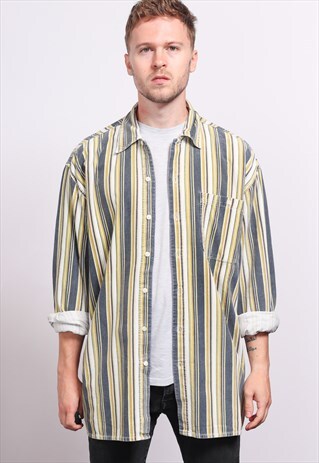VINTAGE CORDUROY CORD STRIPED SHIRT