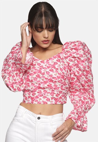 IS.U LONG SLEEVE WRAP CROP TOP