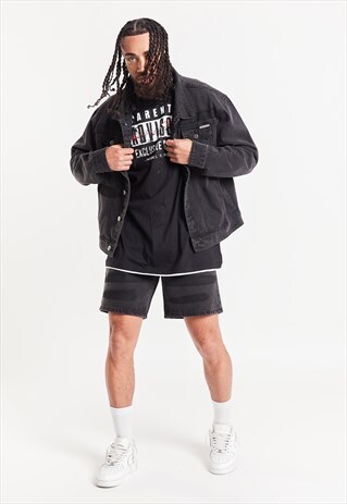 LIQUOR N POKER - PORTLAND RELAXED DENIM SHORTS WITH PAINT