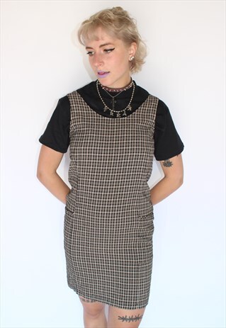 BROWN CHECKERED DRESS