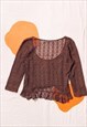 VINTAGE Y2K TOP FAIRYCORE BROWN LACE