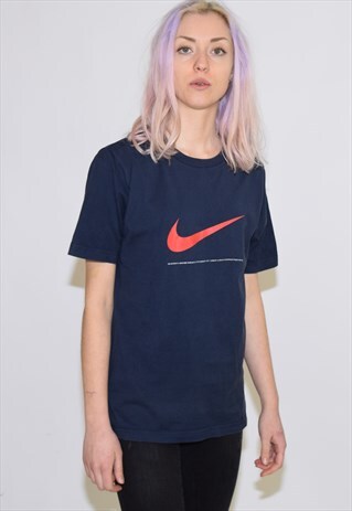 VINTAGE 90S BLUE NIKE CREW NECK T SHIRT