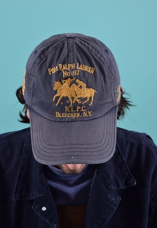 VINTAGE POLO RALPH LAUREN NAVY EMBROIDERED CAP