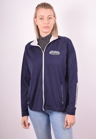 ADIDAS WOMENS VINTAGE TRACKSUIT TOP JACKET LARGE BLUE 90S