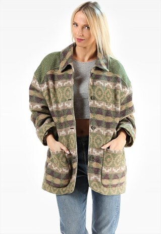 WOOL BLANKET COAT AZTEC JACKET