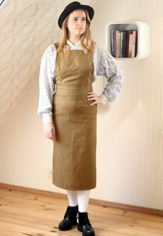 KHAKI GREEN PINAFORE DRESS