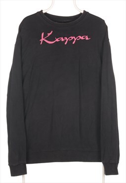 Vintage Kappa - Black Embroidered Spellout Sweatshirt - XLar