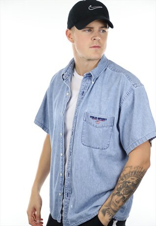 VINTAGE RALPH LAUREN POLO SPORT SHORT SLEEVE DENIM SHIRT