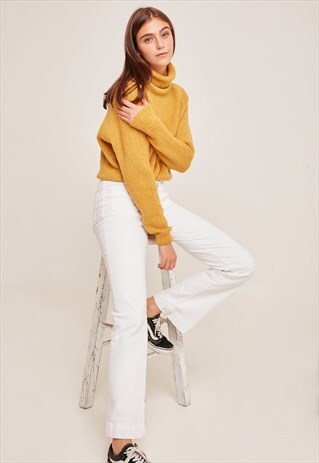 SUBDUED MUSTARD TURTLENECK RAGLAN JUMPER