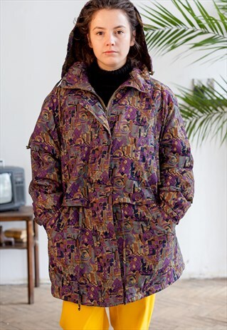 ABSTRACT PRINT, QUILTED PARKA FROM THE 90S