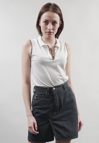 VINTAGE 90'S MOSCHINO DECONSTRUCTED INDIGO DENIM SKIRT