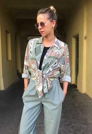 VINTAGE 80' FESTIVAL LOOK VISCOSE UNISEX CRAZY PATTERN SHIRT