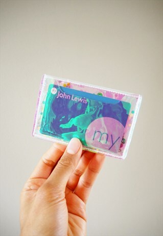 HOLOGRAPHIC PINK VINYL CARD HOLDER WITH SEQUINS