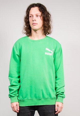 VINTAGE 90'S GREEN PUMA SWEATSHIRT JUMPER