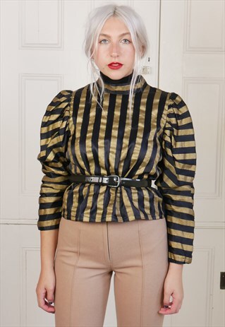 80S METALLIC BLOUSE BIG SLEEVES