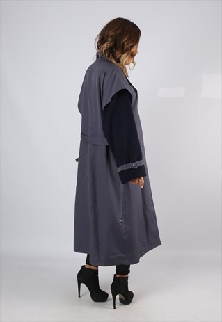 RAIN MAC JACKET COAT LONDON FOG LONG WOOL UK 14 (BJ7O)