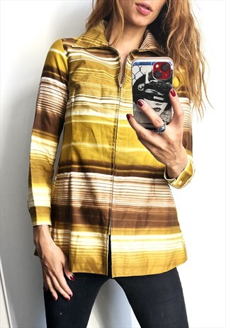 70S RETRO FLARED BOHO TUNIC TOP XS