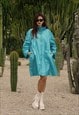 VINTAGE 90'S ATLANTIC BEACH TURQUOISE RAINCOAT FULL ZIP