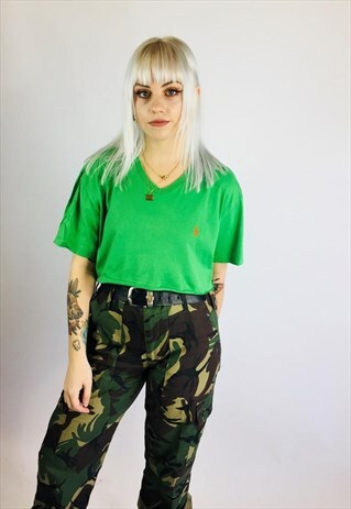 RALPH LAUREN CROPPED EMBROIDERED T SHIRT