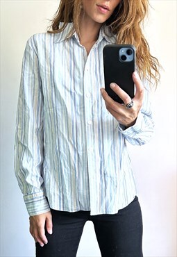 Formal Office Pastel Striped Shirt For Ladies Large 