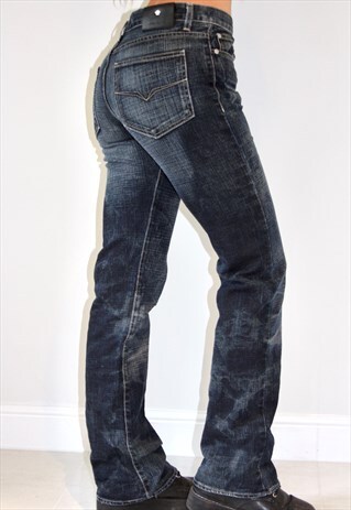 REWORKED VERSACE COUTURE ACID WASH BLEACHED BOOTCUT JEANS