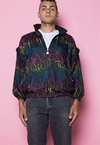 BLACK PSYCHEDELIC PATTERN WINDBREAKER
