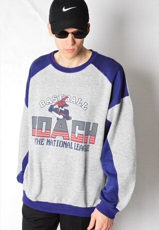 VINTAGE 80S GREY BASEBALL SWEATSHIRT