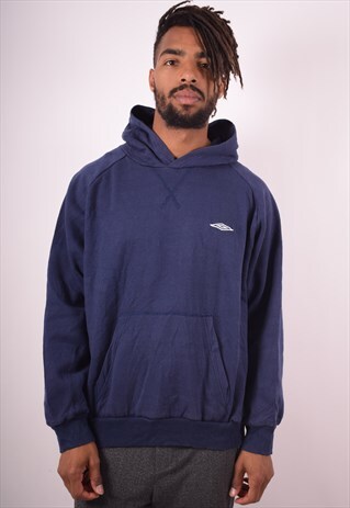 UMBRO MENS VINTAGE HOODIE JUMPER XL BLUE 90S