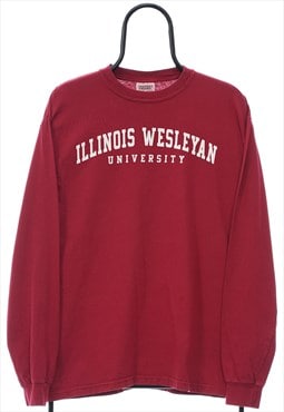 Vintage Illinois Wesleyan Maroon Long Sleeve TShirt Mens