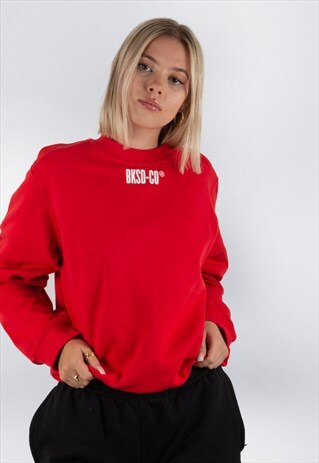 RED OVERSIZED SWEATSHIRT WITH GLOSSY BKSD LOGO