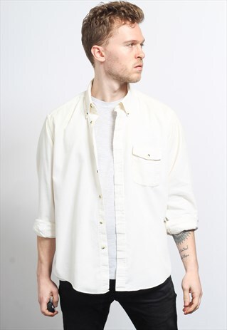 VINTAGE CORDUROY CORD SHIRT WHITE