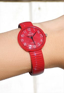 Ladies Mini Red Watch on Expander Strap