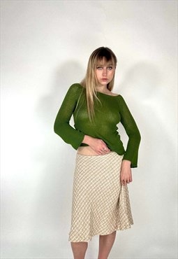 Vintage Late 90s Tweed Midi Skirt
