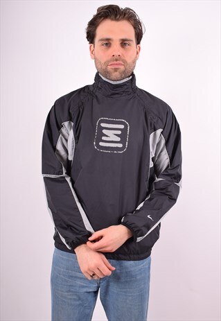 NIKE MENS VINTAGE PULLOVER JACKET MEDIUM BLACK 90S