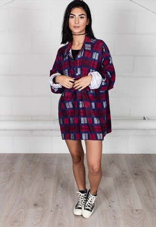 VINTAGE RETRO CHECKED LUMBERJACK FLANNEL UNISEX SHIRT DRESS
