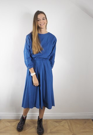 VINTAGE BLUE POPPER 80'S DRESS