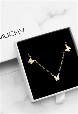  Gold Choker or Necklace With Butterfly Charms