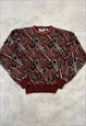 VINTAGE KNITTED JUMPER ABSTRACT PATTERNED KNIT SWEATER