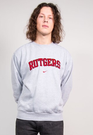 90'S VINTAGE GREY NIKE RUTGERS UNIVERSITY SWEATSHIRT JUMPER