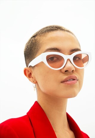 GEORGIE - WHITE AND PINK 90'S SILHOUETTE SUNGLASSES