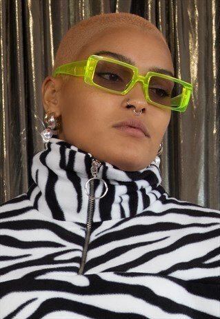 SLIME LIME GREEN Y2K OVERSIZED SUNGLASSES.