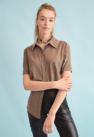 90'S RETRO GRUNGE MONOCHROME OVERSIZED MOMS BLOUSE TOP